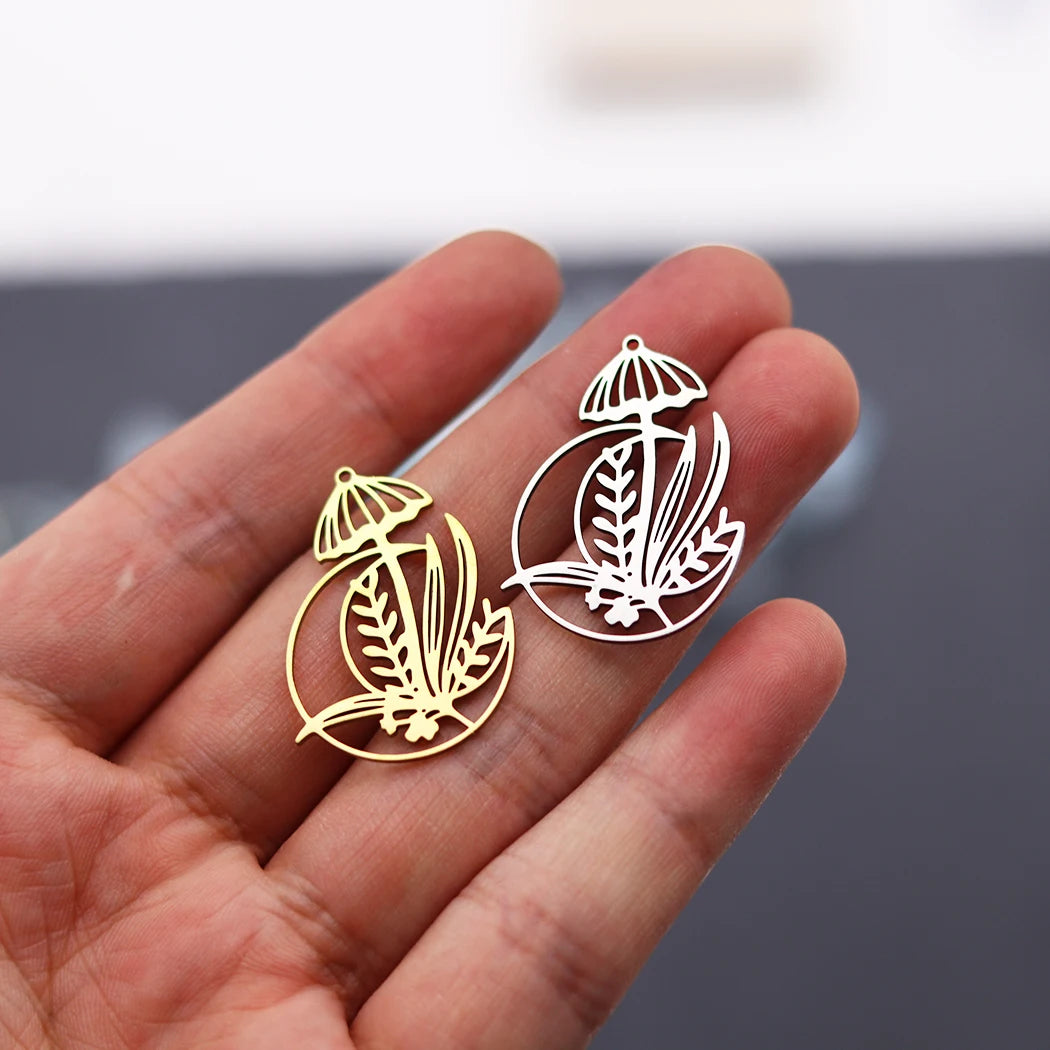 3pcs DIY Earrings Lotus Flower Yogo Buddha Stainless Steel Pendant Moon Charm For Jewelry Making Necklace Amulet Accessories