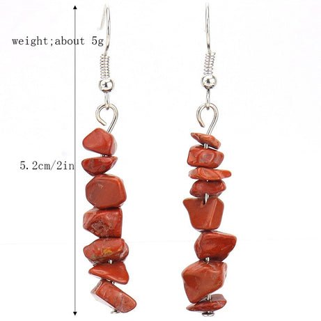 Chip Natural Stone Crystal Earrings Raw Gemstone Amethyst Lapis Lazuli Tiger's Eye Rose Quartz Chakra Earring - Charlie Dolly