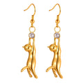 U7 Cat Dangle Earrings For Women Girls Rhinestone Jewelry Best Gift for Cat Person Cute Pet Animal Hook Earring E374 - Charlie Dolly