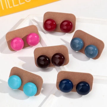 موضة جديدة ملونة هندسية قرط مستدير الشكل للنساء بوهو معكرون الملونة الراتنج الكرة أقراط مجوهرات الحفلات الإكسسوار