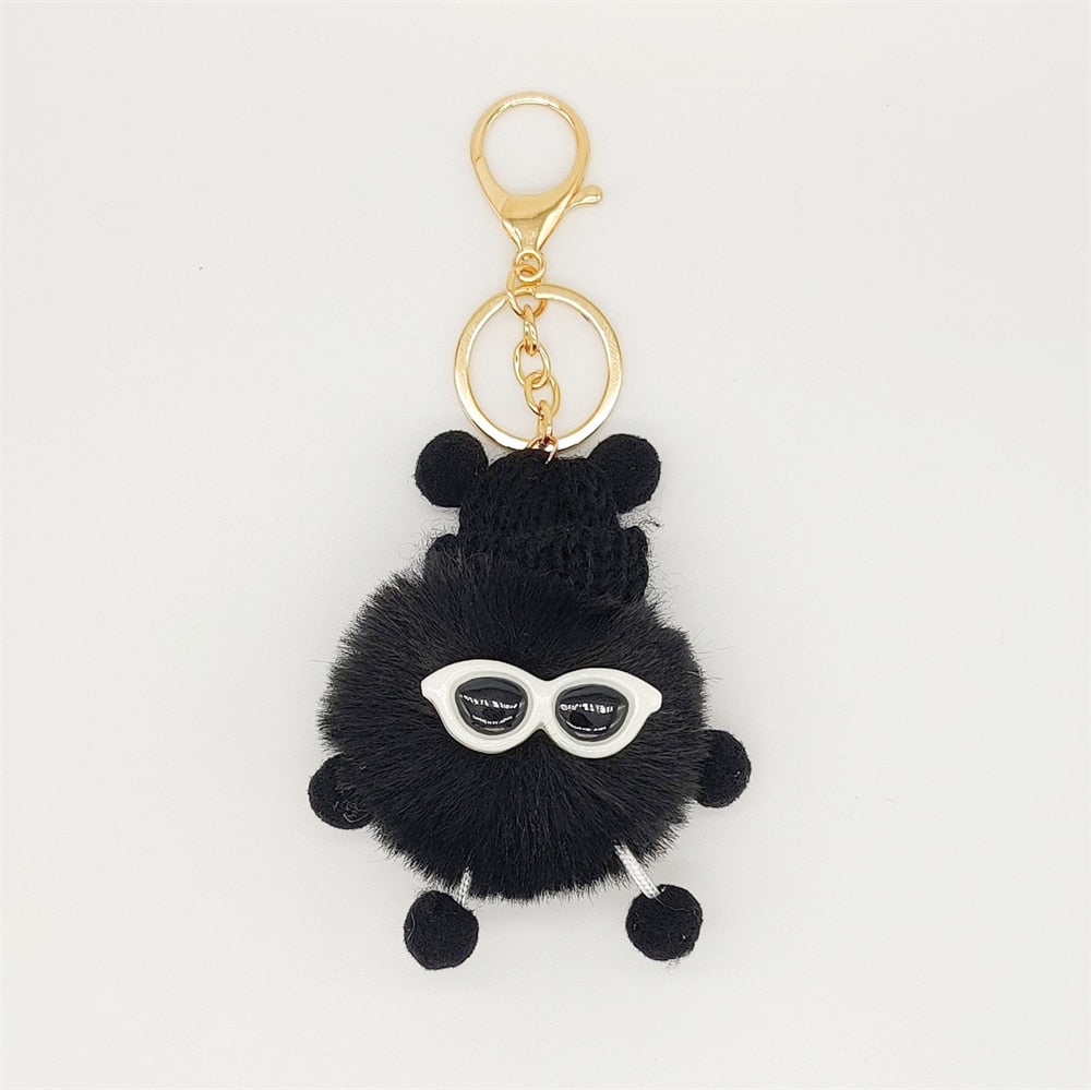 1pc Fashion Cute Mini Ice Cream Key Ring With Tassel Student Fluffy Pom Pom Velvet Plush Keychain For Girls Bag Decoration Gift - Charlie Dolly