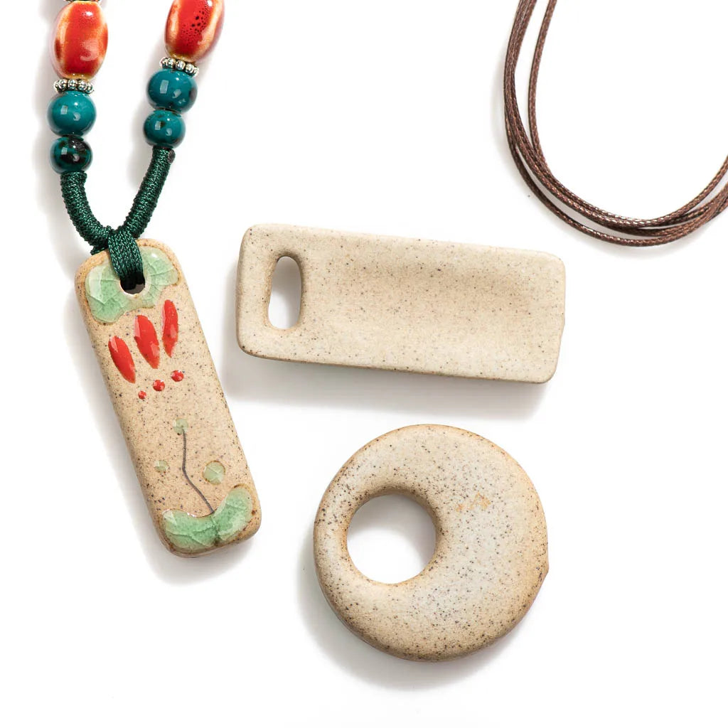 Handmade Ceramic Ethnic Pendant Necklace Jewelry