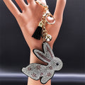 Fashion Lovely Rabbit Keychain for Women Gold Color Crystal Cute Animal Pendant Key Ring Jewelry porta chaves mulher KXHK67S01 - Charlie Dolly