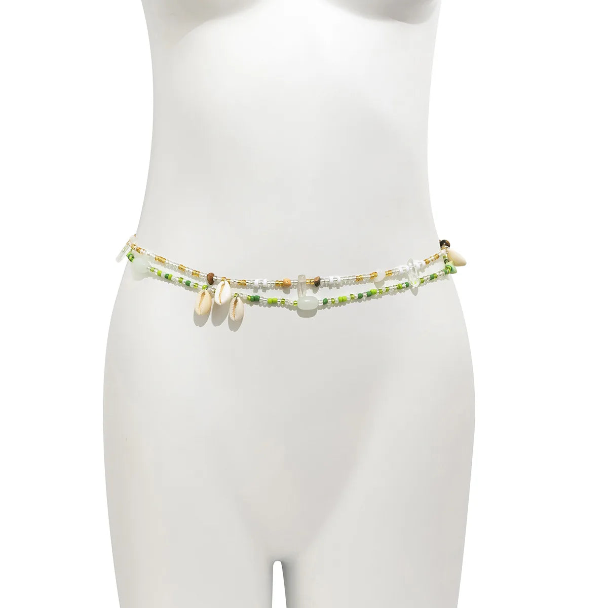 European American Sexy Handmade Colour Beads Shell Waist Belly Belt Chain Irregular Natural Stone Belly Chains Boho Body Jewelry