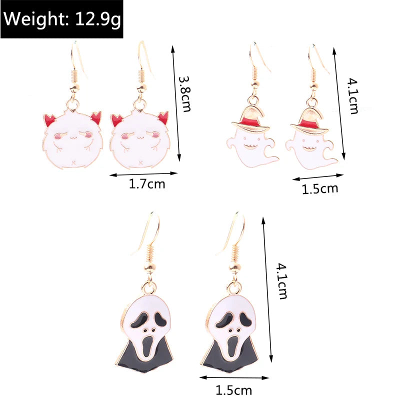 Aihua Fashion Halloween Earrings Enamel Ghost Pumpkin Skeleton Mummy Bat Drop Earrings For Women Halloween Night Party Jewelry - Charlie Dolly
