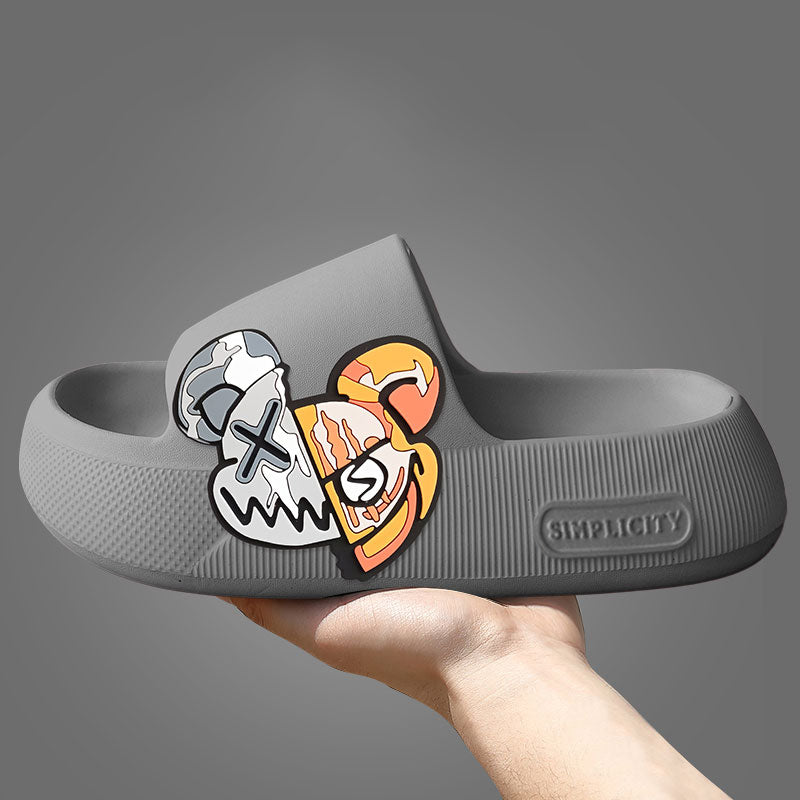 Mo Dou 2023 New Summer Slippers Cute Dog Sticker Thick Sole Soft Women Sandals Bathroom Beach Indoor Outdoor Men Slides Cool - Charlie Dolly