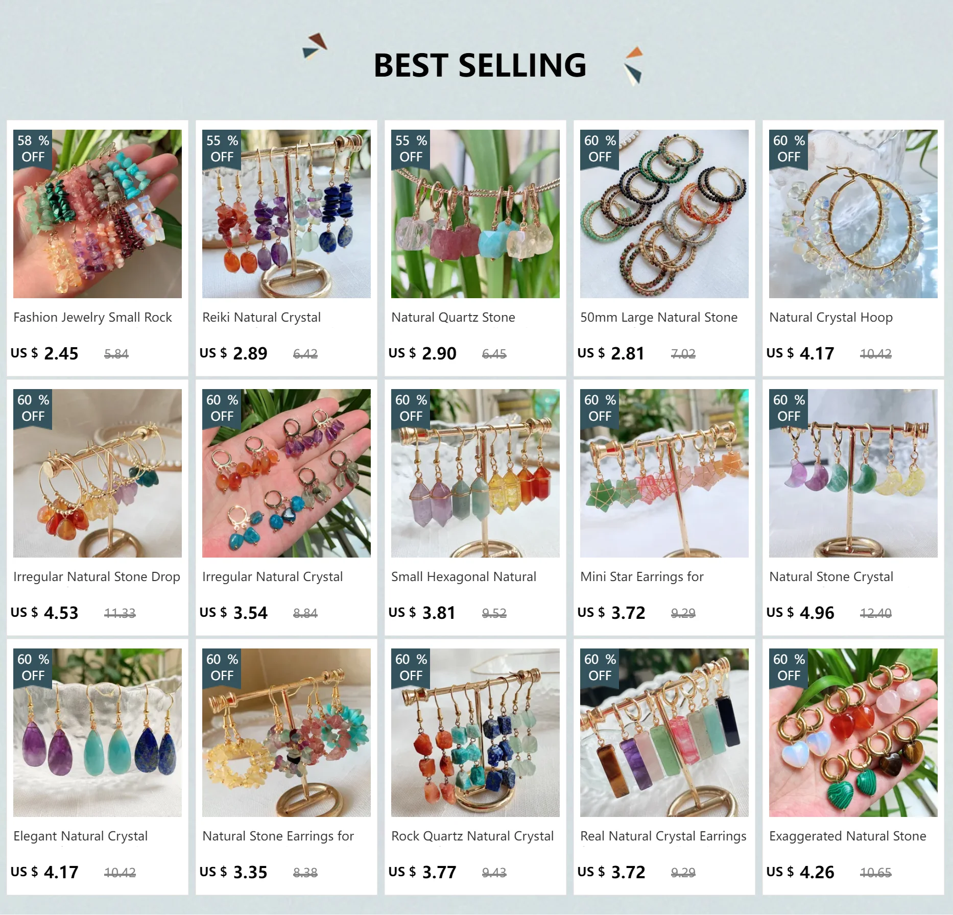 50mm Large Natural Stone Earrings for Women Ear Ring Agates Crystal Gold Plated Stainless Steel Circle Hoop Earring Boho Jewelry