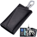6 Hooks Leather Keychain Storage Men Women Key Holder Organizer Pouch Cow Split Car Key Wallets Housekeeper Key Case Card Bag - Charlie Dolly