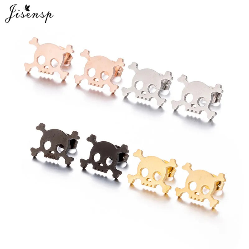 Punk Ghost Pumpkin Earrings for Women Men Stainless Steel Ear Studs Halloween Jewelry Eyes Skull Earrings Thanksgiving Gift - Charlie Dolly