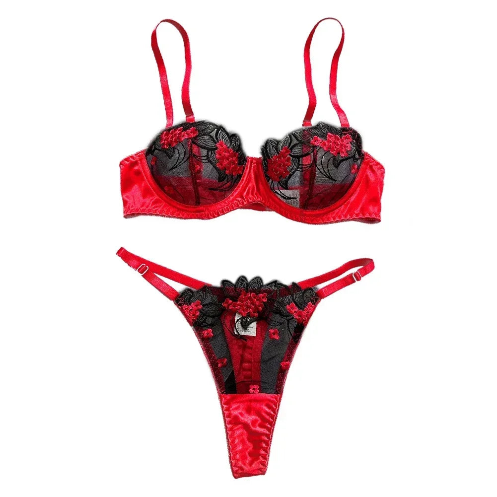 Floral Sexy Lingerie Lace Erotic Bralette + Briefs Set Transparent Wo Charlie Dolly Floral Sexy Lingerie Lace Erotic Bralette + Briefs Set Transparent Wo Charlie Dolly
