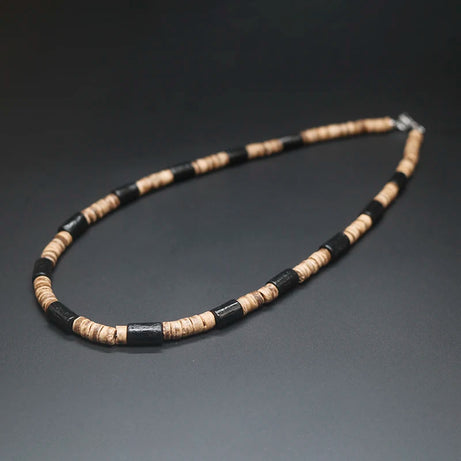 Tribal Coconut and Puka Shell Boho Necklace for Men