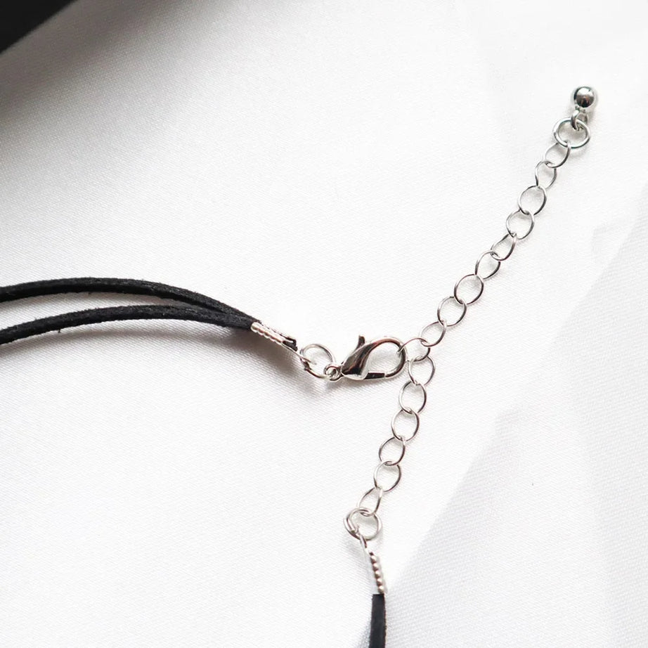 Metal Tube Velvet Double Layer Choker Necklace Jewelry