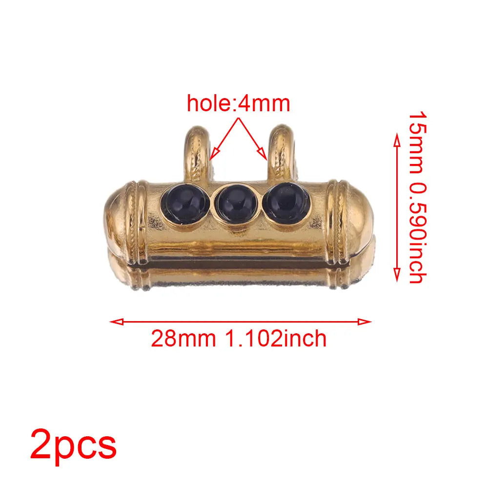2pcs Stainless Steel Natural Stone Boho Plated Gold Tube Beads Charms Pendant DIY Bracelet Necklace Jewelry Making Metal