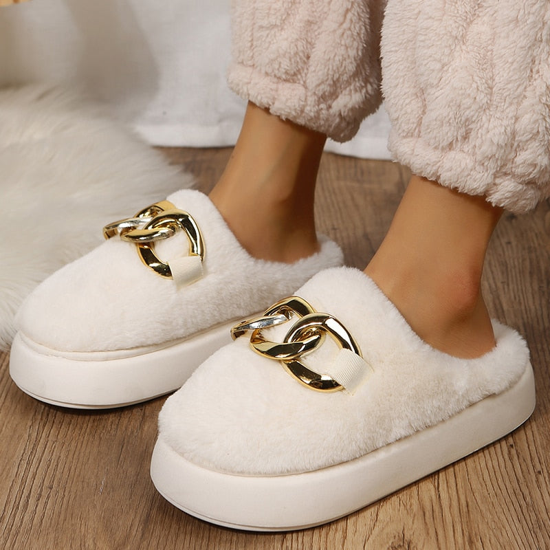 Women Cute Plush Slippers Boys Home Warm Indoor Shoe Furry Ladies Slippers Girls Cotton Slippers Fur Flip Flops - Charlie Dolly