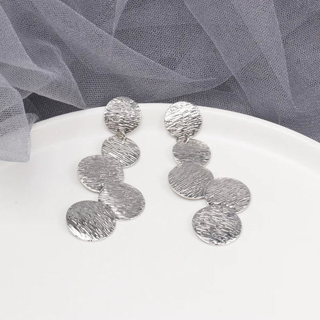 Irregular Disc Multilayer Long Drop Earrings Jewelry