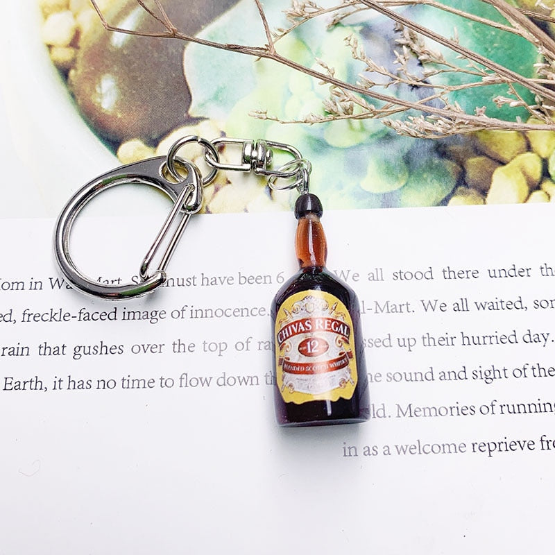 Wine Bottle Keychain Resin Simulation Mini Beer Cocktail Men Women Boyfriend Key Chain Alcohol Lovers Father's Day Gift - Charlie Dolly