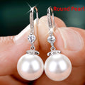 Exquisite Fashion Silver Color Water Imitation Pearls Drop Earrings for Women Shiny Red Green Round Imitation Pearls Earrings - Charlie Dolly