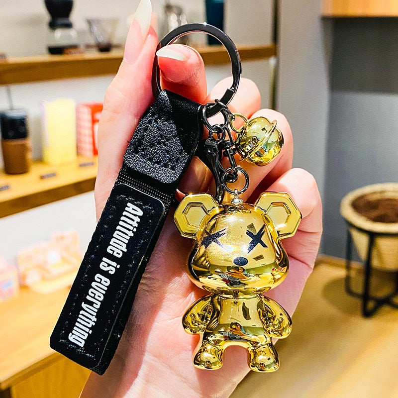 Cute Crystal Keychain Charm Tie The Bear Pendant For Women Bag Car KeyRing Mobile Phone Fine Jewelry Accessories Kids Girl Gift - Charlie Dolly