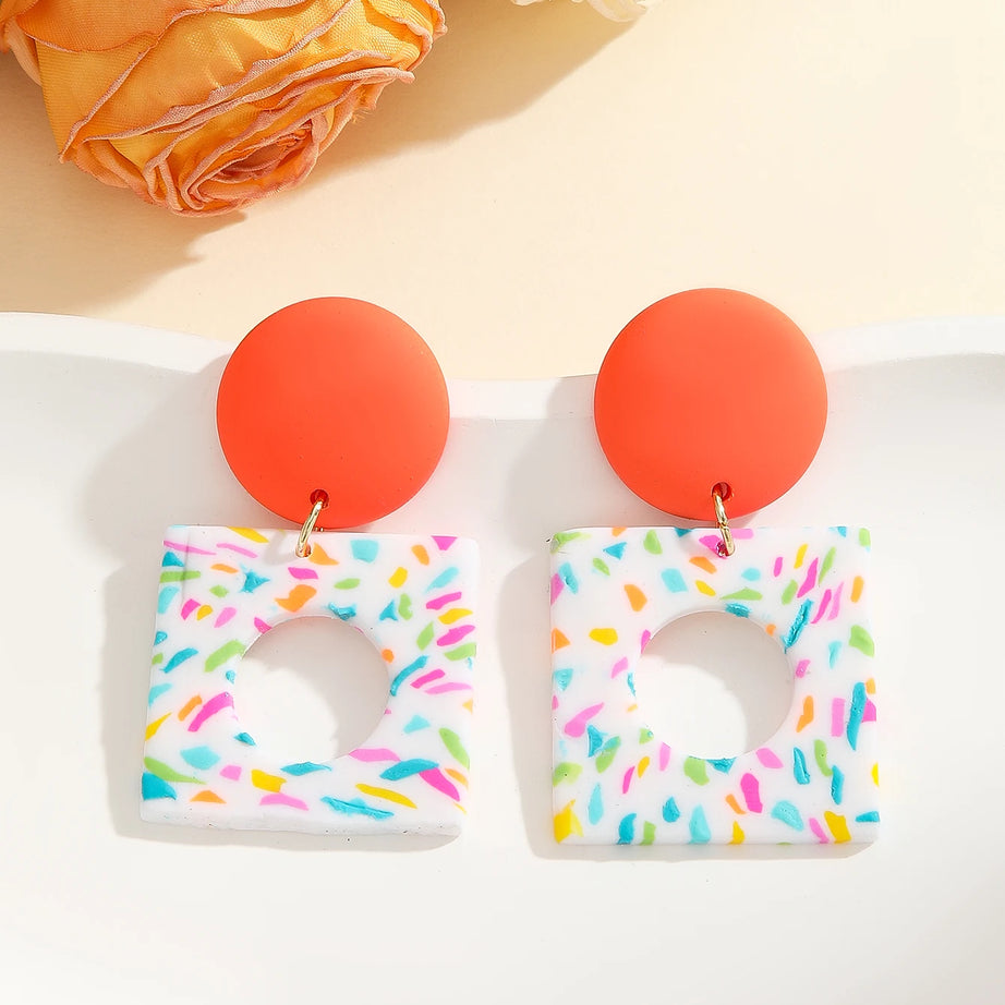Polymer Clay Chevron Arch Dangle Earrings Jewelry