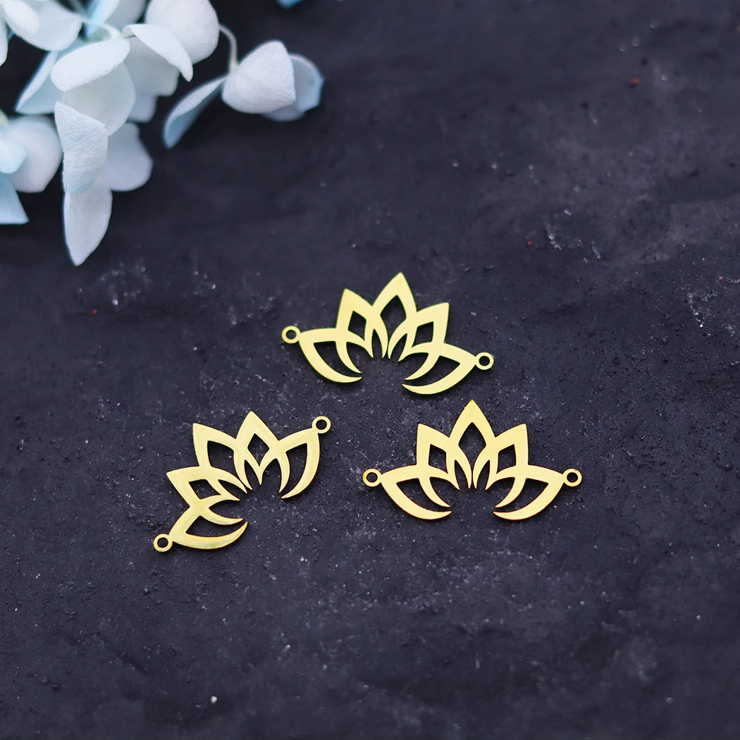 3PCS DIY Amulet Lotus Flower Yogo Buddha Stainless Steel Pendant Charm For Jewelry Making Necklace Religion Crescent diy Supplie