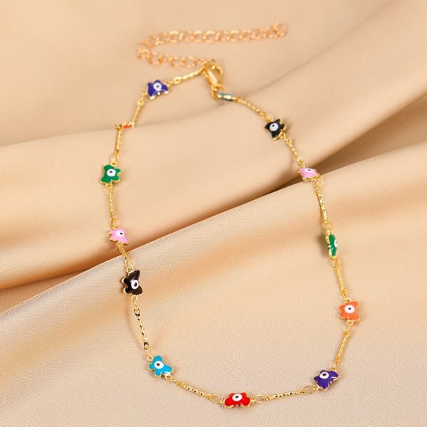 Vintage Rainbow Crystal Heart Choker Necklace for Women Gold Color Chain Boho Jewelry Statement Summer Beach Gift Collar - Charlie Dolly