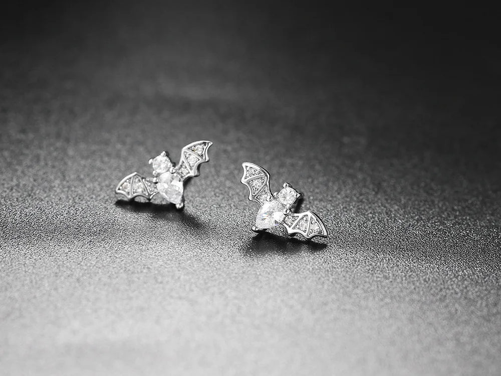 Small Halloween Goth Bat Stud Earrings for Women Trend Gothic Cartilage Ear Accessories Gold Color Zirconia Fashion Jewelry E489 - Charlie Dolly