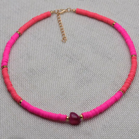 New Boho Natural Natural irregular stone Necklace Colour Soft Polymer Clay Beads Choker Necklace Beach Femme Jewelry Gift - Charlie Dolly