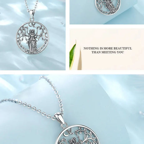 Triple Moon Goddess Hecate Amulet Necklace, S925 Sterling Silver