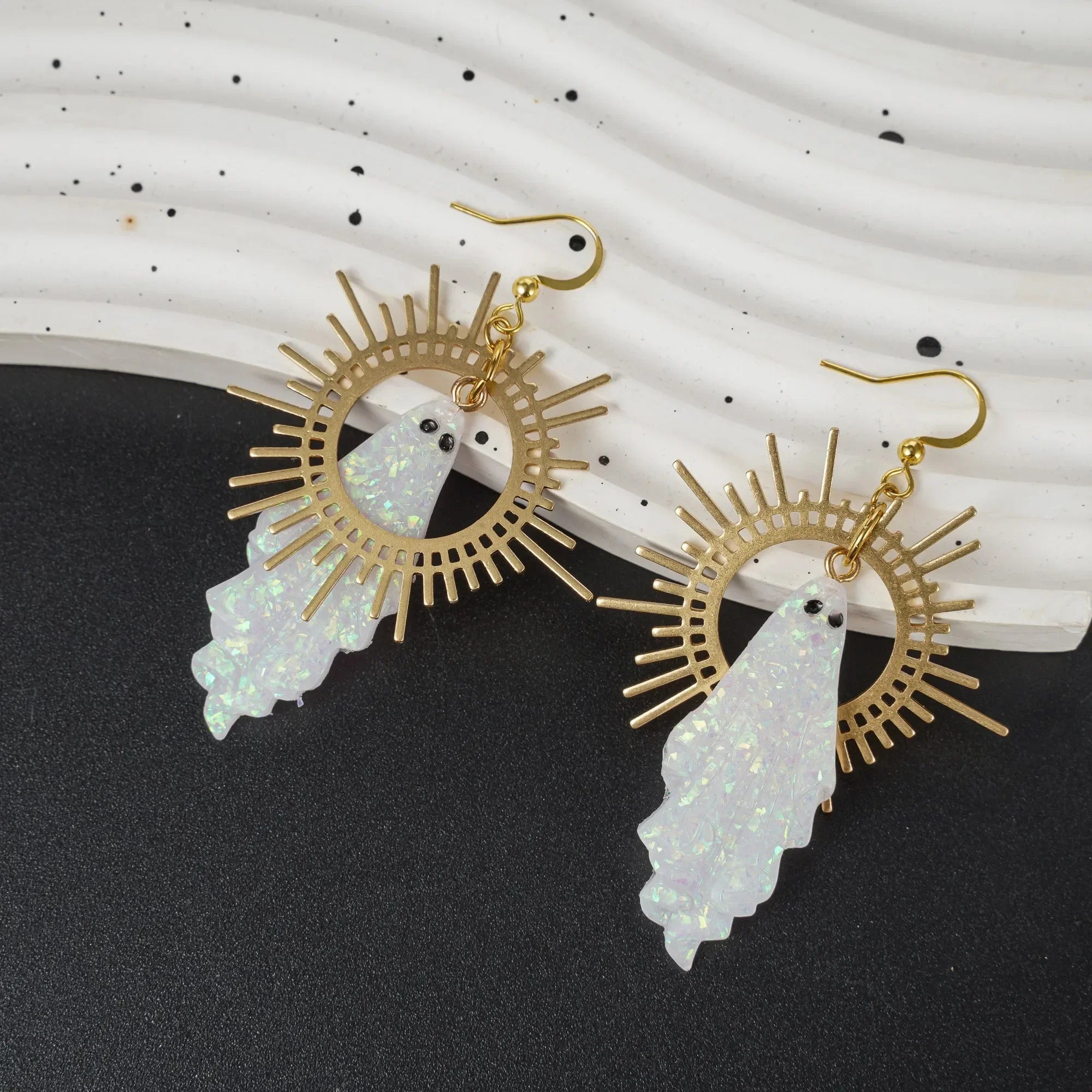 Goth Sun Ghost Star Ghost Earrings Halloween Handmade Earrings Resin Gothic Punk Style Horror Woman Witches Jewelry Dangle Gift - Charlie Dolly