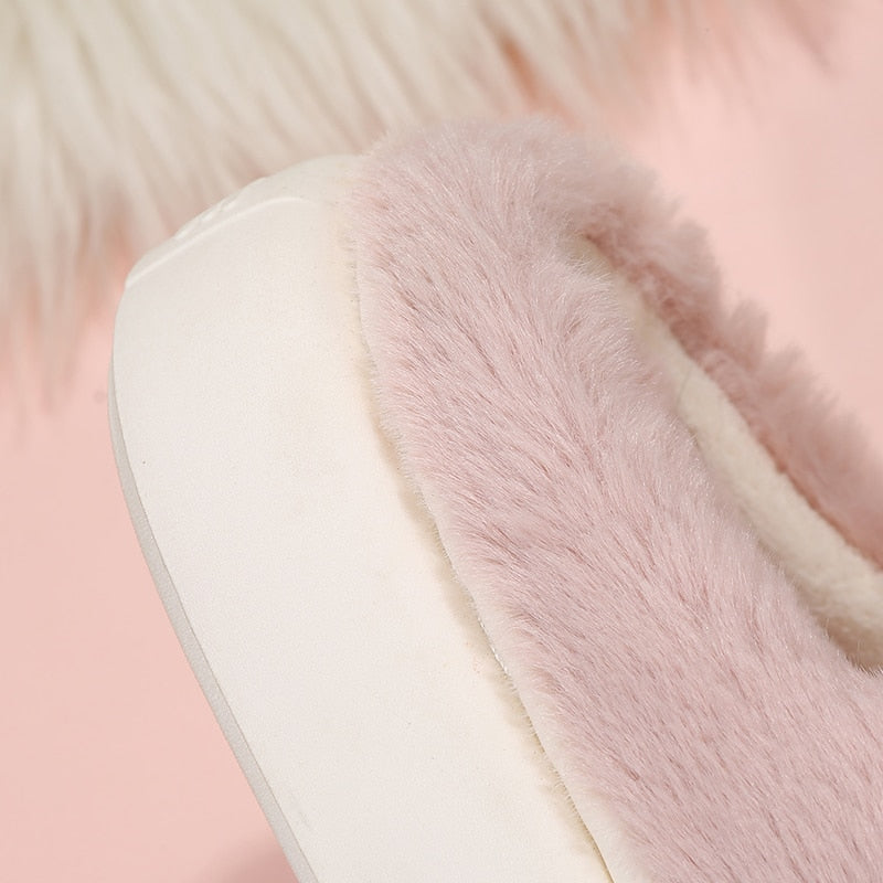 Women Cute Plush Slippers Boys Home Warm Indoor Shoe Furry Ladies Slippers Girls Cotton Slippers Fur Flip Flops - Charlie Dolly