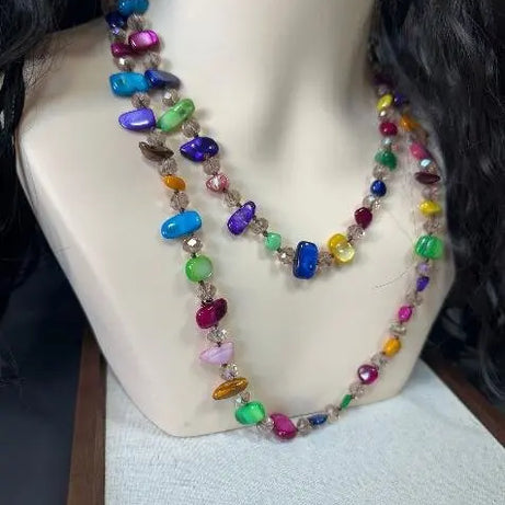 Irregular Stone Crystal Double Layer Necklace Jewelry
