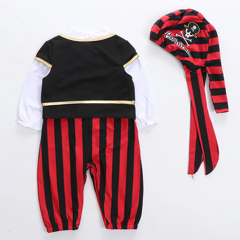 Cosplay Red Knight Pirate Captain Suit Kids Baby Jumpsuits Romper Halloween Costume Fancy Dress party Anime Stage Show Props - Charlie Dolly