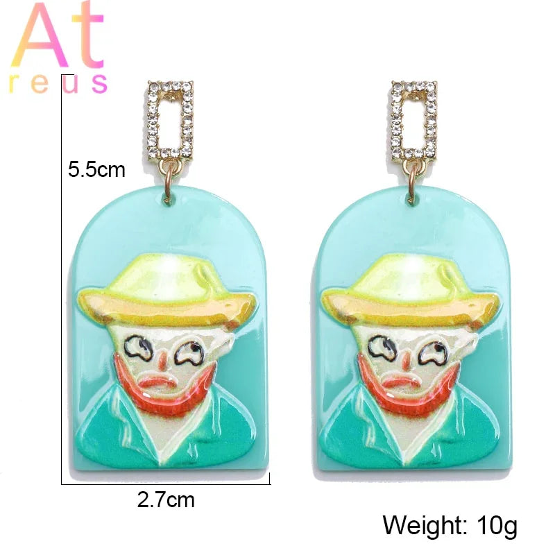 Japan Style Fashion Acrylic Tanjiro Earrings Demon Earrings Anime Cosplay Hanafuda Drop Long Earrings for Women Girls Jewelry - Charlie Dolly