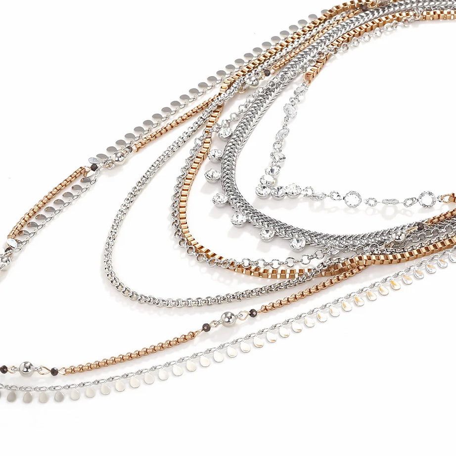 Metal Chain Waterfall Tassel Choker Necklace Jewelry
