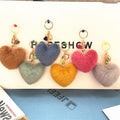 Cute Plush Heart Pendant Key Chains With Small Tassel Pompom Keyring Keychain For Women Fashion Bag Charms Ornaments Gifts - Charlie Dolly