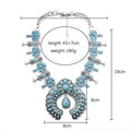 Western Jewelry American Tribal Big Chunky Bold Statement Accessories Femme Squash Blossom Turquoise Necklace for Women - Charlie Dolly