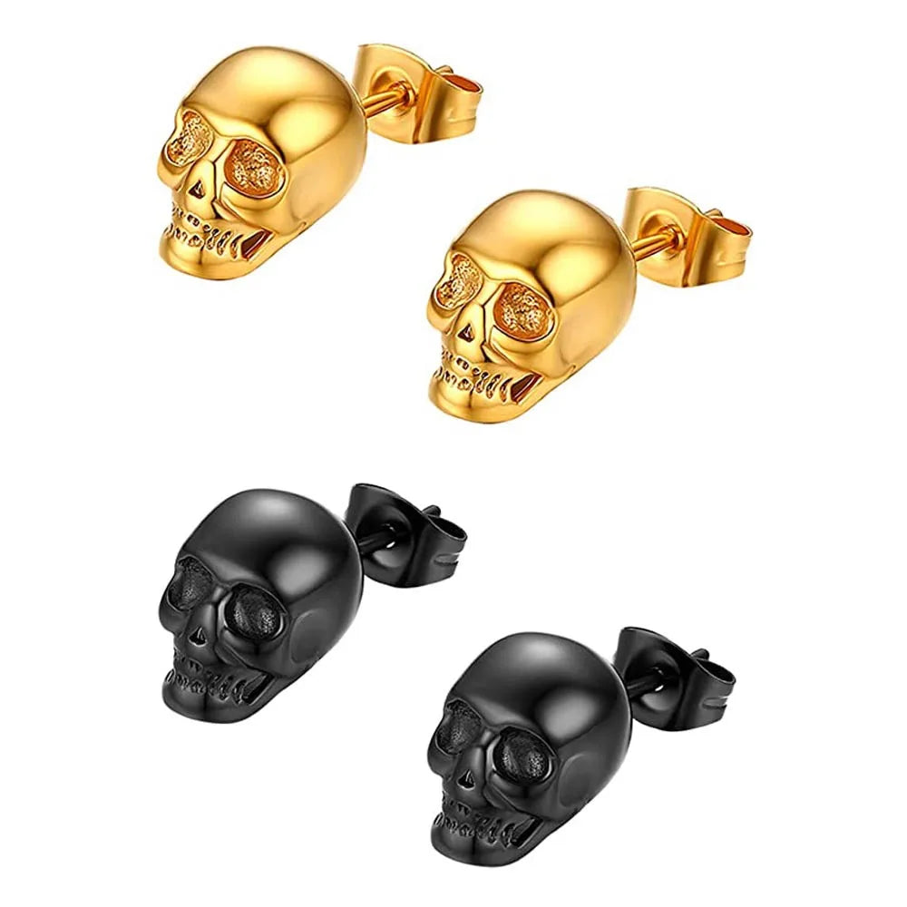 2023 Halloween Skull Stud Earrings for Men Women Punk Hip-hop Creative Metal Skeleton Mini Earrings Accessories Wholesale - Charlie Dolly