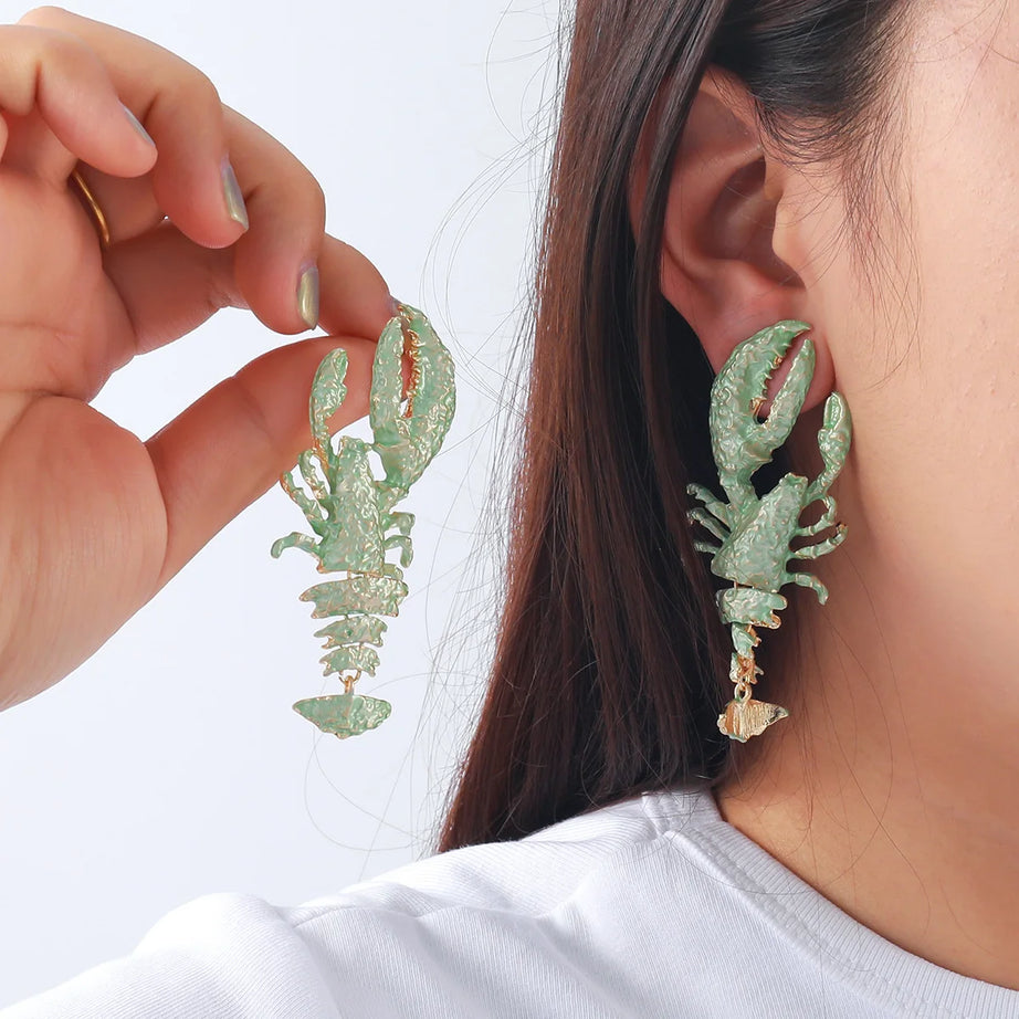 Enamel Lobster Ocean Drop Earrings Jewelry