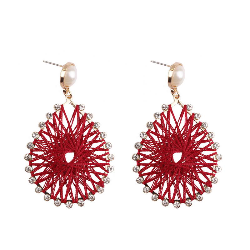 Pave Crystals Twisted Knitted Lace Pearls Beaded Studs Teardrop Dangle Drop Earrings for Women Trendy Chic Jewelry Wholesale - Charlie Dolly