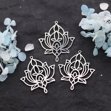 3pcs Unalome Lotus Flower Pendant Buddha Buddhism Om Yoga Charms Necklace Earrings Amulet Jewelry Making Supplies DIY