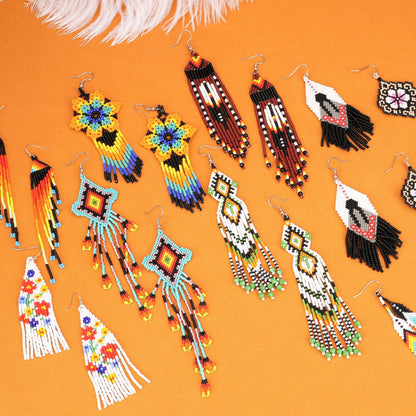 LIMAX Bohemian Earrings 2022 Beads Long Earrings Ethnic Style Drop Earings Fashion Jewelry Bijoux Femme Statement Earrings