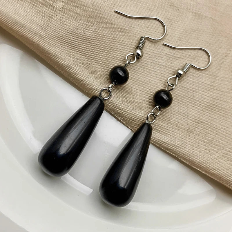 Korean Natural Stone Drop Earrings For Women Handmade Malachite Tigereye Statement Earrings Party Gifts DIY Jewelry Wholesale