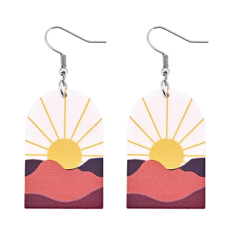 Japan Style Fashion Acrylic Tanjiro Earrings Demon Earrings Anime Cosplay Hanafuda Drop Long Earrings for Women Girls Jewelry - Charlie Dolly