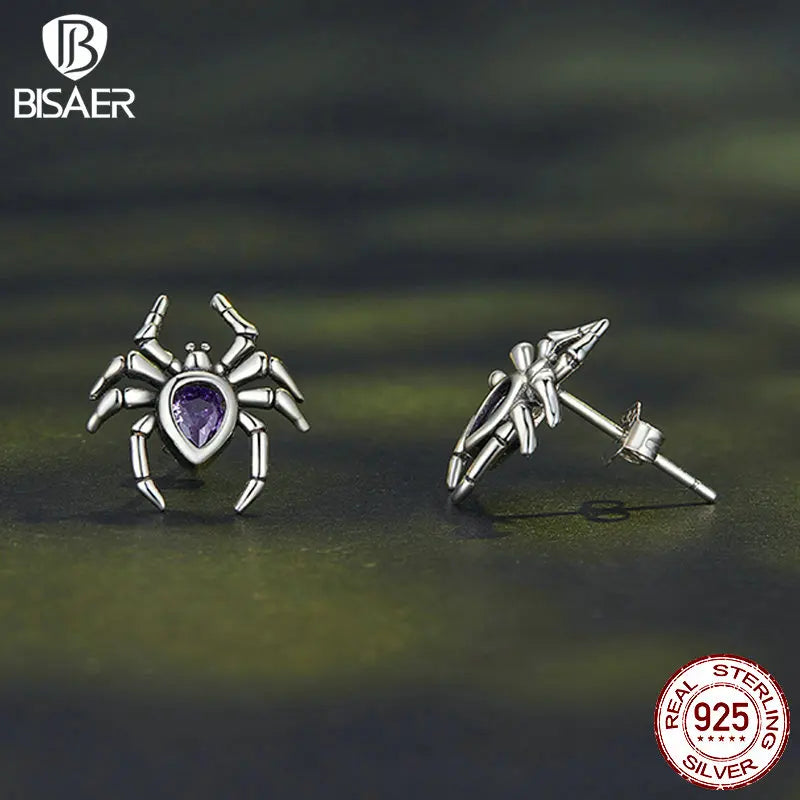 BISAER 925 Sterling Silver Mini Pumpkin Luminous Stud Earrings Enamel Ear Clip For Girl Halloween Party Original Fine Jewelry - Charlie Dolly