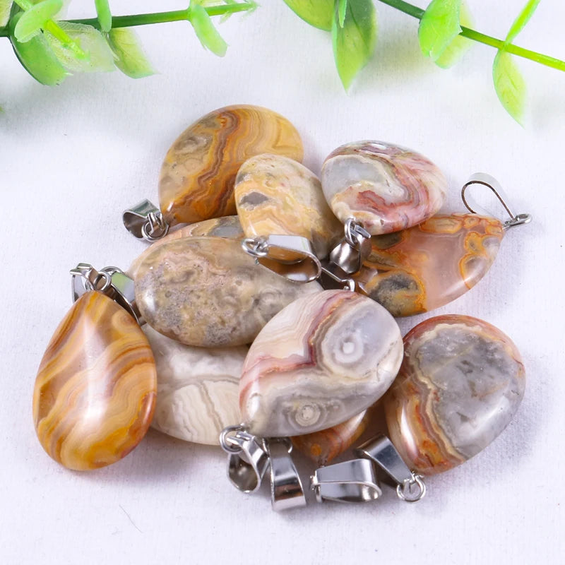 50pcs Natural Stone Waterdrop Pendants Crystal Amethysts Lapis Lazuli Healing Charms Tear Beads For Jewelry Making Earring Gems