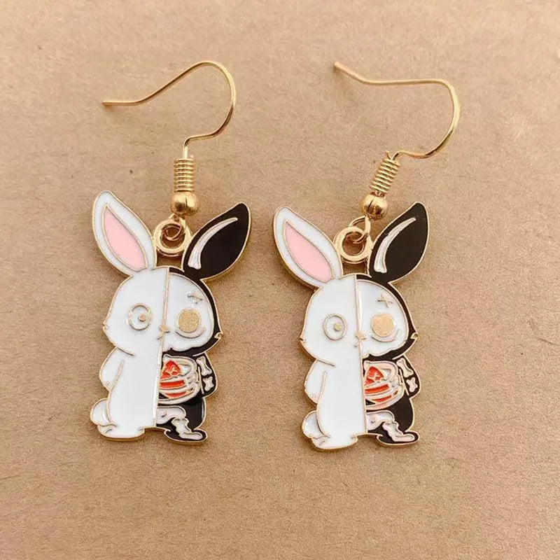 Earrings for Women Girls Drop Dangle Teens Charm Gift Party Simple Punk Cool Halloween Skull Cross Horror Skeleton Death Bat - Charlie Dolly