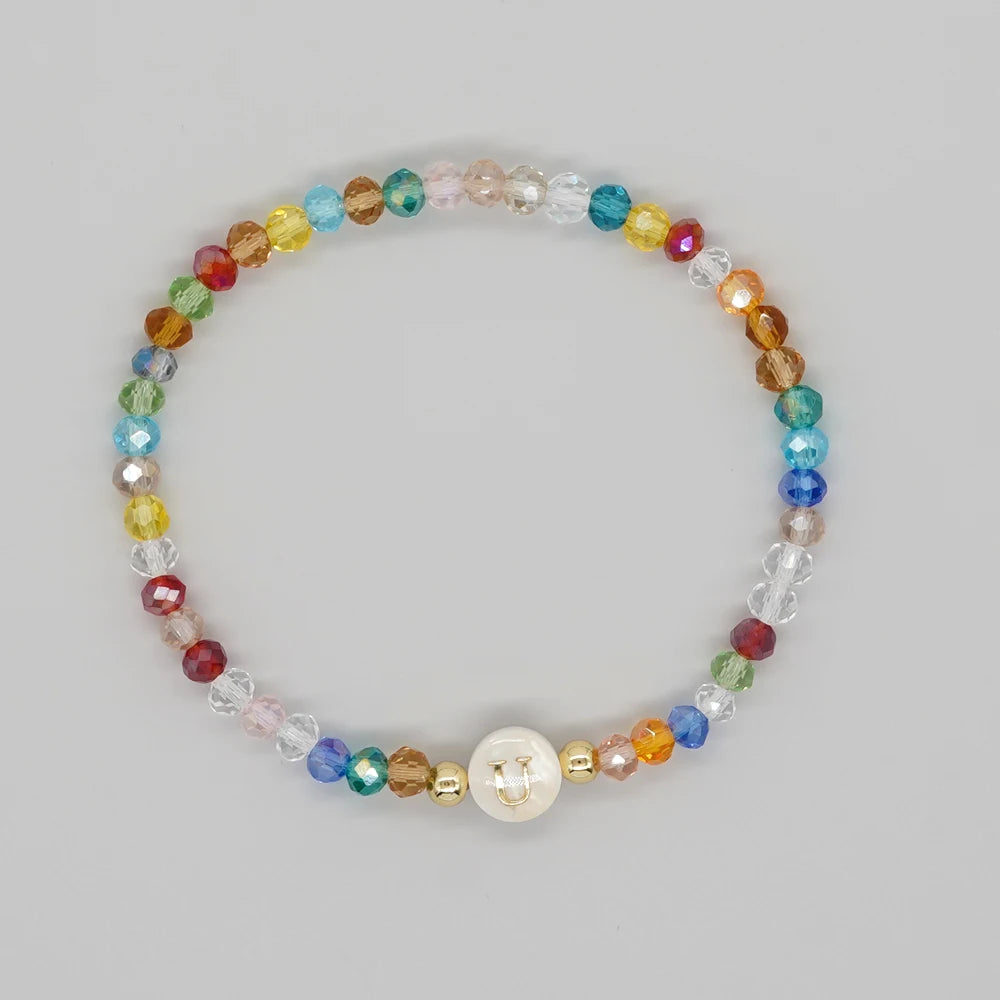 Go2Boho Crystal Shell Letter A-Z Bracelets for Women Boho Summer Beach Lucky Fashion Trend Jewelry Accessories Surprise Gifts