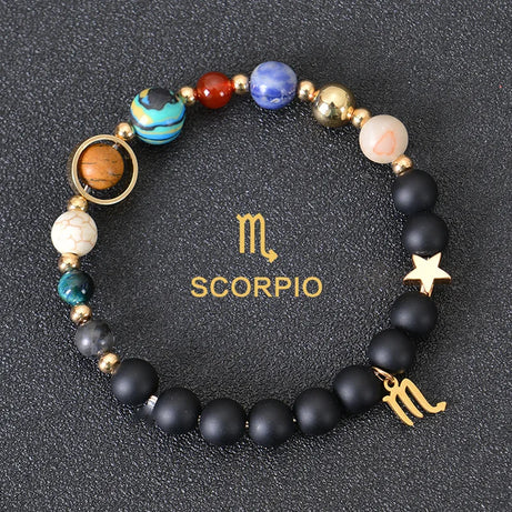 Zodiac Constellation Crystal Bracelet, 12 Signs Natural Stone Beaded Amulet