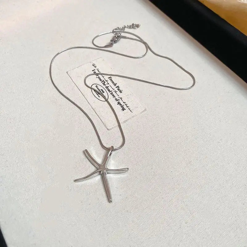 Boho Irregular Shells Tassel Earring Imitation Pearl Starfish Pendant Necklace Beach Vacation Style Fashion Women's Jewelry SetB