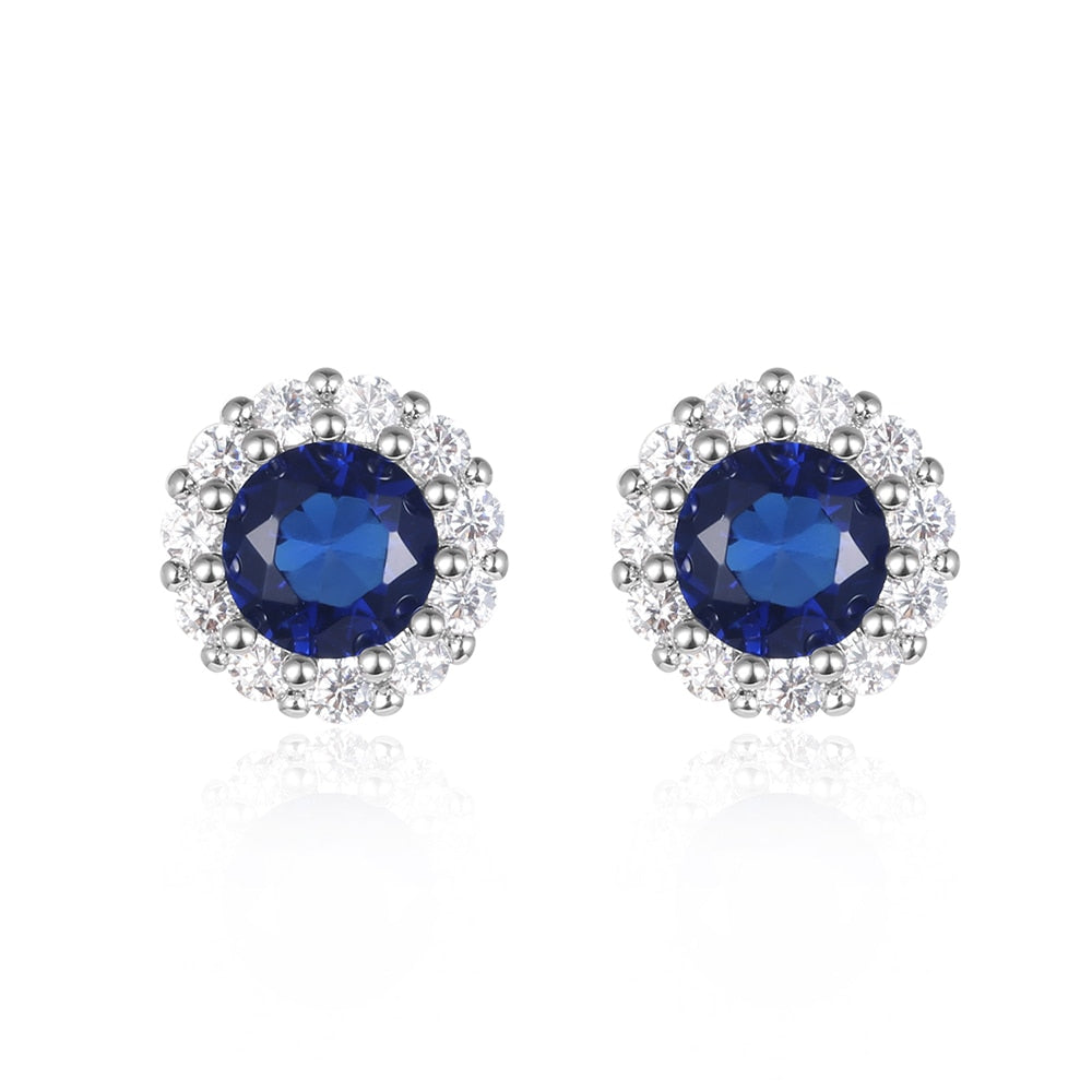 Women's Earrings Chamomile Dorea Fashion Geometry Studs Zirconia Earrings Cute Blue Stone Minimalism Piercing Earrings for Wife - Charlie Dolly
